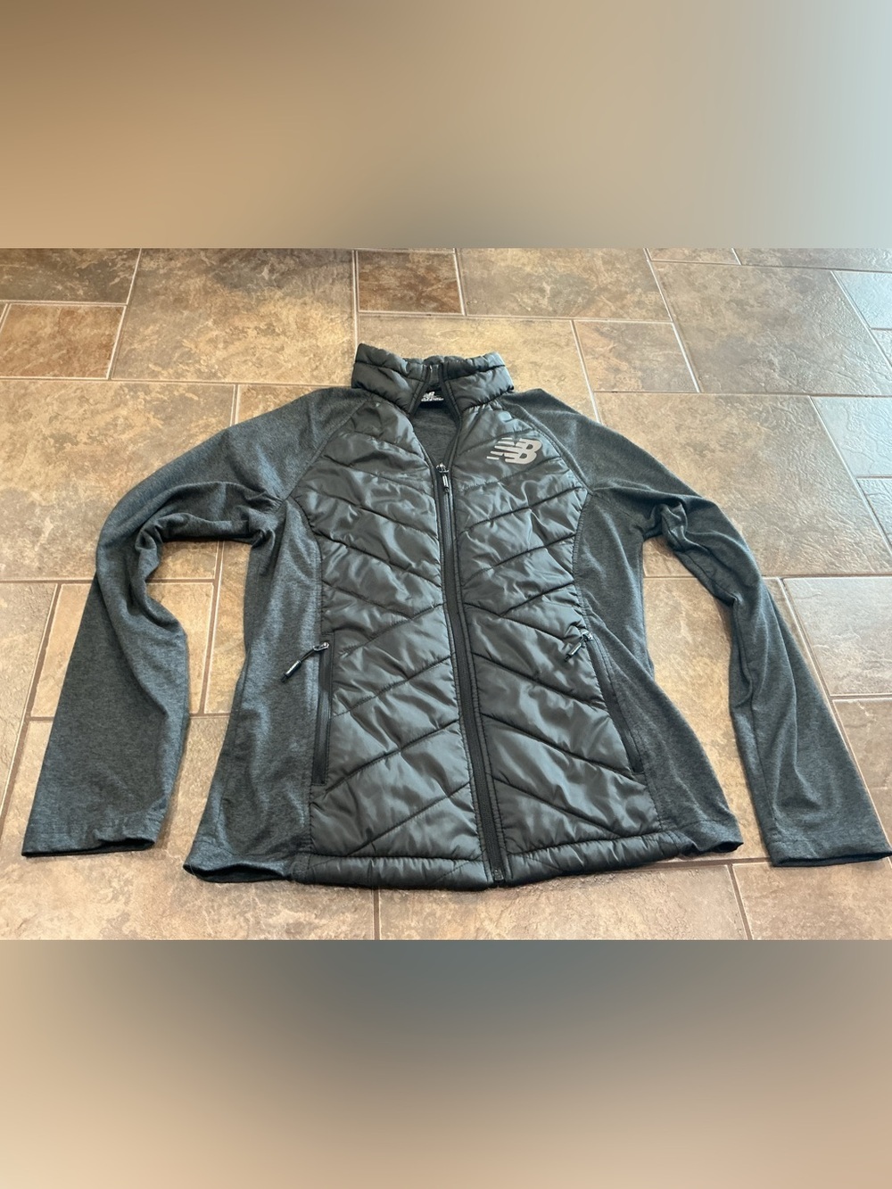 New Balance Black Quilted Front sweater Jacket